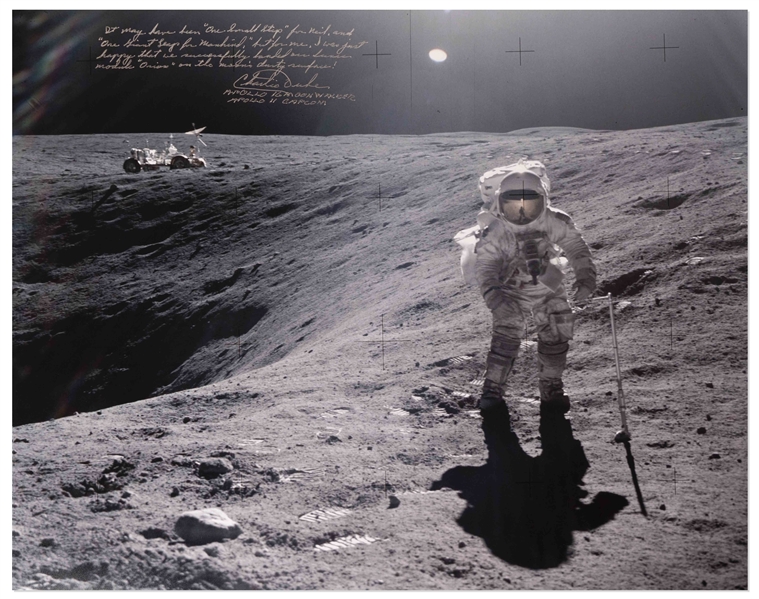 Charlie Duke Signed 20 x 16 Lunar Photo -- It may have been one small step for Neil...I was just happy that we successfully landed our lunar module Orion...